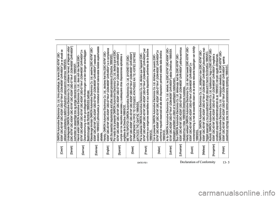 MITSUBISHI L200 2017 Owners Manual (in English) 13- 5
OKTE17E1Declaration of Conformity MITSUBISHI L200 2017 Owners Manual (in English) 13- 5
OKTE17E1Declaration of Conformity