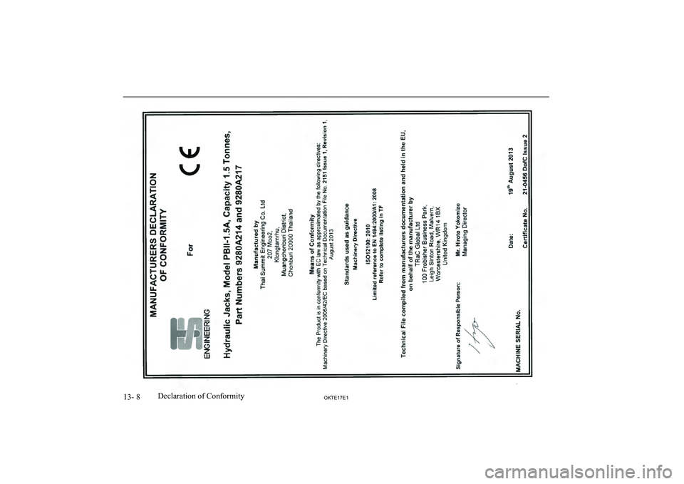 MITSUBISHI L200 2017  Owners Manual (in English) 13- 8OKTE17E1Declaration of Conformity   