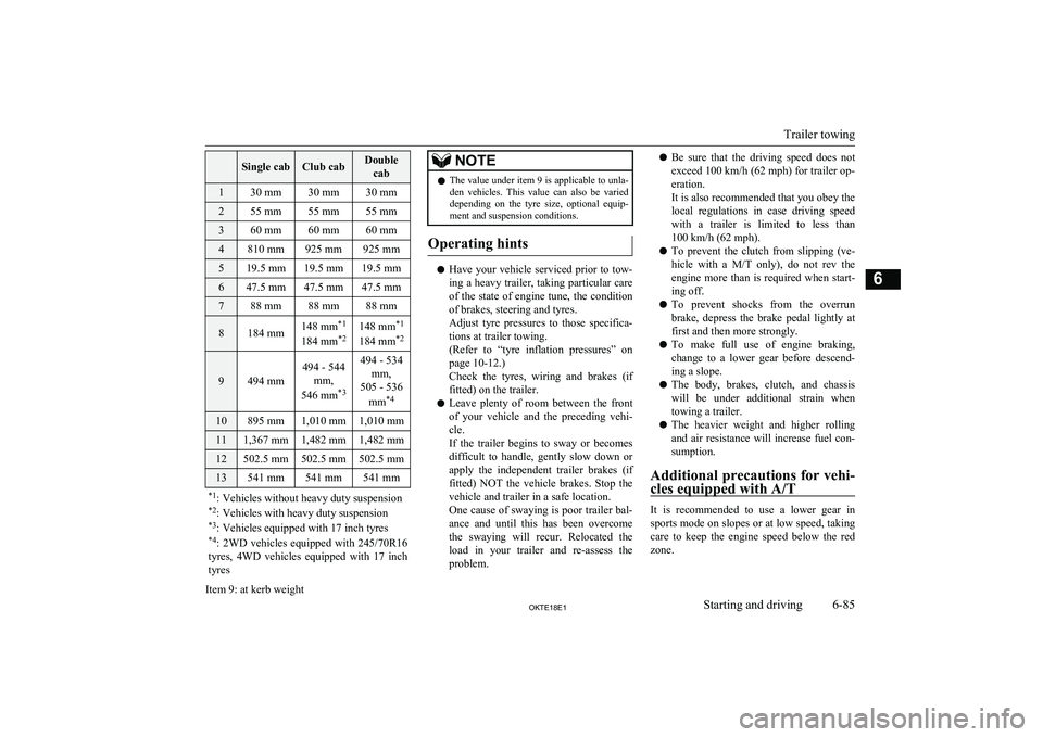 MITSUBISHI L200 2018  Owners Manual (in English)  Single cabClub cabDoublecab130 mm30 mm30 mm255 mm55 mm55 mm360 mm60 mm60 mm4810 mm925 mm925 mm519.5 mm19.5 mm19.5 mm647.5 mm47.5 mm47.5 mm788 mm88 mm88 mm8184 mm148 mm *1
184 mm *2148 mm *1
184 mm *2