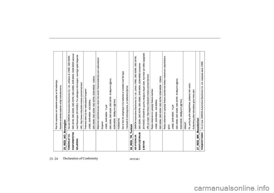 MITSUBISHI L200 2018 Owners Manual (in English) 13- 24OKTE18E1Declaration of Conformity MITSUBISHI L200 2018 Owners Manual (in English) 13- 24OKTE18E1Declaration of Conformity