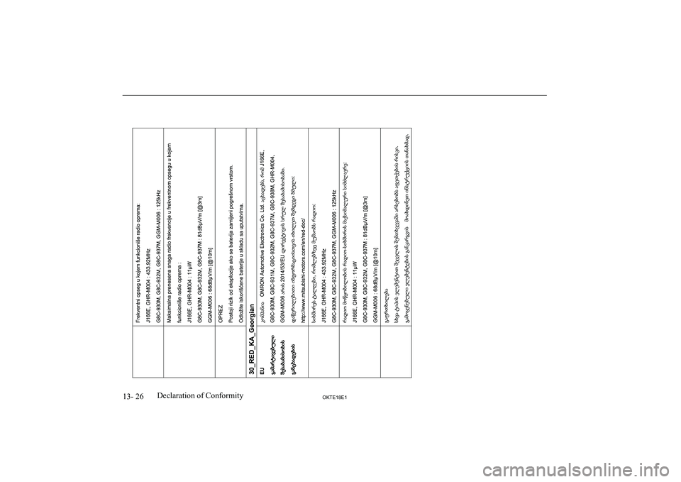 MITSUBISHI L200 2018  Owners Manual (in English) 13- 26OKTE18E1Declaration of Conformity   