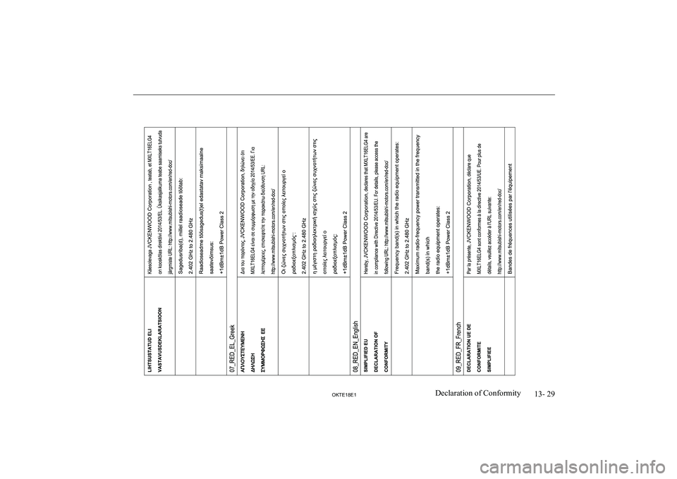MITSUBISHI L200 2018  Owners Manual (in English) 13- 29
OKTE18E1Declaration of Conformity  