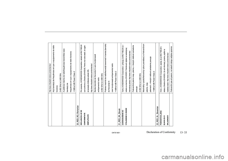 MITSUBISHI L200 2018  Owners Manual (in English) 13- 33
OKTE18E1Declaration of Conformity  