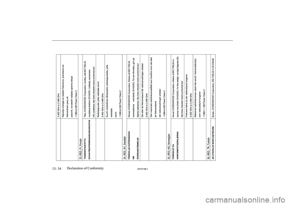 MITSUBISHI L200 2018  Owners Manual (in English) 13- 34OKTE18E1Declaration of Conformity  