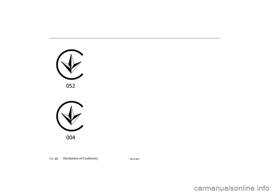 MITSUBISHI L200 2018 Owners Manual (in English) 13- 40OKTE18E1Declaration of Conformity MITSUBISHI L200 2018 Owners Manual (in English) 13- 40OKTE18E1Declaration of Conformity