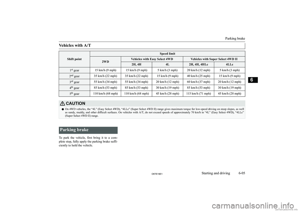 MITSUBISHI L200 2019  Owners Manual (in English) �V�e�h�i�c�l�e�s� �w�i�t�h� �A�/�T
�S�h�i�f�t� �p�o�i�n�t
�S�p�e�e�d� �l�i�m�i�t�2�W�D�V�e�h�i�c�l�e�s� �w�i�t�h� �E�a�s�y� �S�e�l�e�c�t� �4�W�D�V�e�h�i�c�l�e�s� �w�i�t�h� �S�u�p�e�r� �S�e�l�e�c�t� �4