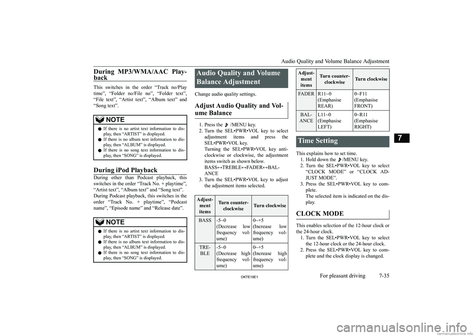 MITSUBISHI L200 2019  Owners Manual (in English) �D�u�r�i�n�g�  �M�P�3�/�W�M�A�/�A�A�C�  �P�l�a�y�-
�b�a�c�k
�T�h�i�s�  �s�w�i�t�c�h�e�s�  �i�n�  �t�h�e�  �o�r�d�e�r�  �“�T�r�a�c�k�  �n�o�/�P�l�a�y
�t�i�m�e�”�,�  �“�F�o�l�d�e�r�  �n�o�/�F�i�l�