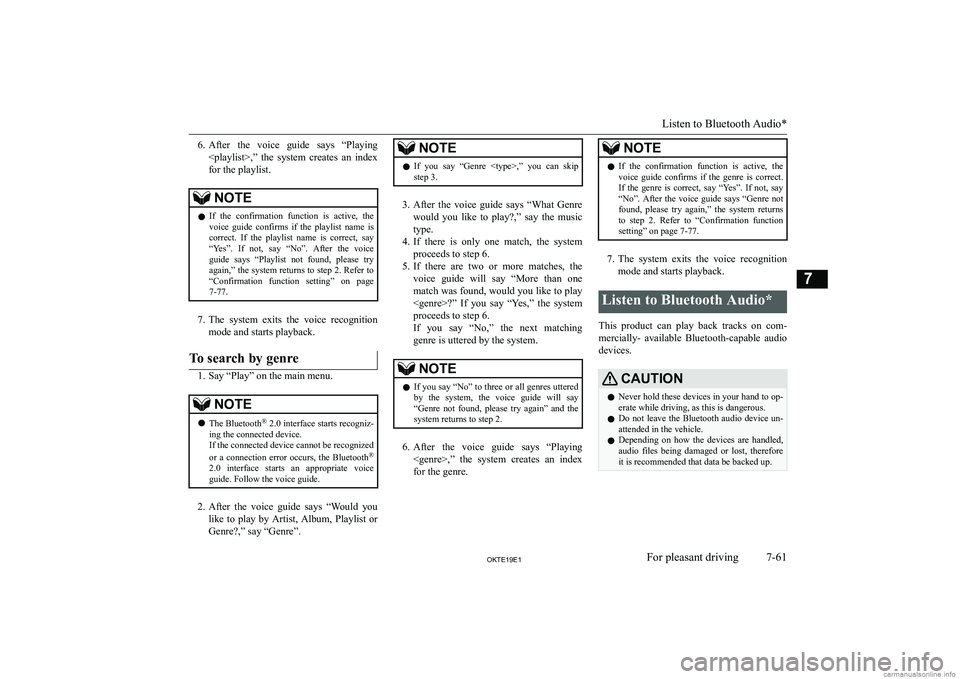 MITSUBISHI L200 2019  Owners Manual (in English) �6�.�A�f�t�e�r�  �t�h�e�  �v�o�i�c�e�  �g�u�i�d�e�  �s�a�y�s�  �“�P�l�a�y�i�n�g
�<�p�l�a�y�l�i�s�t�>�,�”�  �t�h�e�  �s�y�s�t�e�m�  �c�r�e�a�t�e�s�  �a�n�  �i�n�d�e�x �f�o�r� �t�h�e� �p�l�a�y�l�i�s