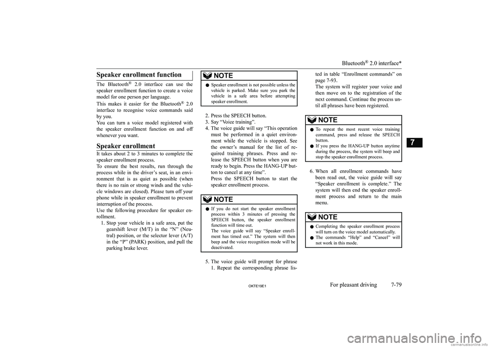 MITSUBISHI L200 2019  Owners Manual (in English) �S�p�e�a�k�e�r� �e�n�r�o�l�l�m�e�n�t� �f�u�n�c�t�i�o�n
�T�h�e�  �B�l�u�e�t�o�o�t�h�