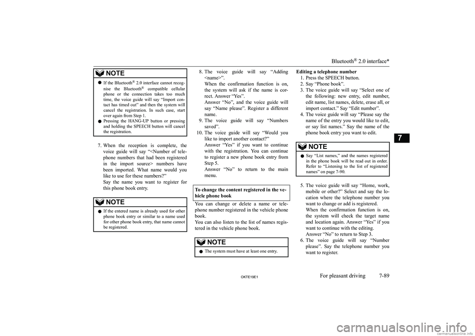 MITSUBISHI L200 2019  Owners Manual (in English) �N�O�T�E�z�I�f� �t�h�e� �B�l�u�e�t�o�o�t�h �