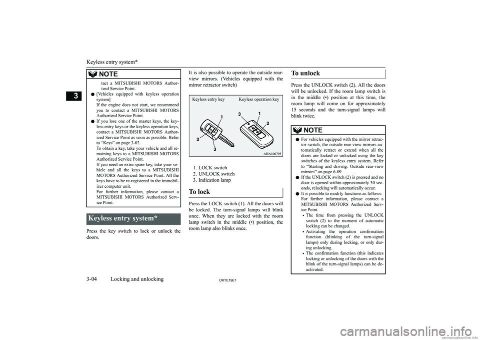 MITSUBISHI L200 2019   (in English) Owners Guide �N�O�T�E�t�a�c�t�  �a� �M�I�T�S�U�B�I�S�H�I � �M�O�T�O�R�S � �A�u�t�h�o�r�-
�i�z�e�d� �S�e�r�v�i�c�e� �P�o�i�n�t�.
�z �[�V�e�h�i�c�l�e�s�  �e�q�u�i�p�p�e�d�  �w�i�t�h�  �k�e�y�l�e�s�s�  �o�p�e�r�a�t�i