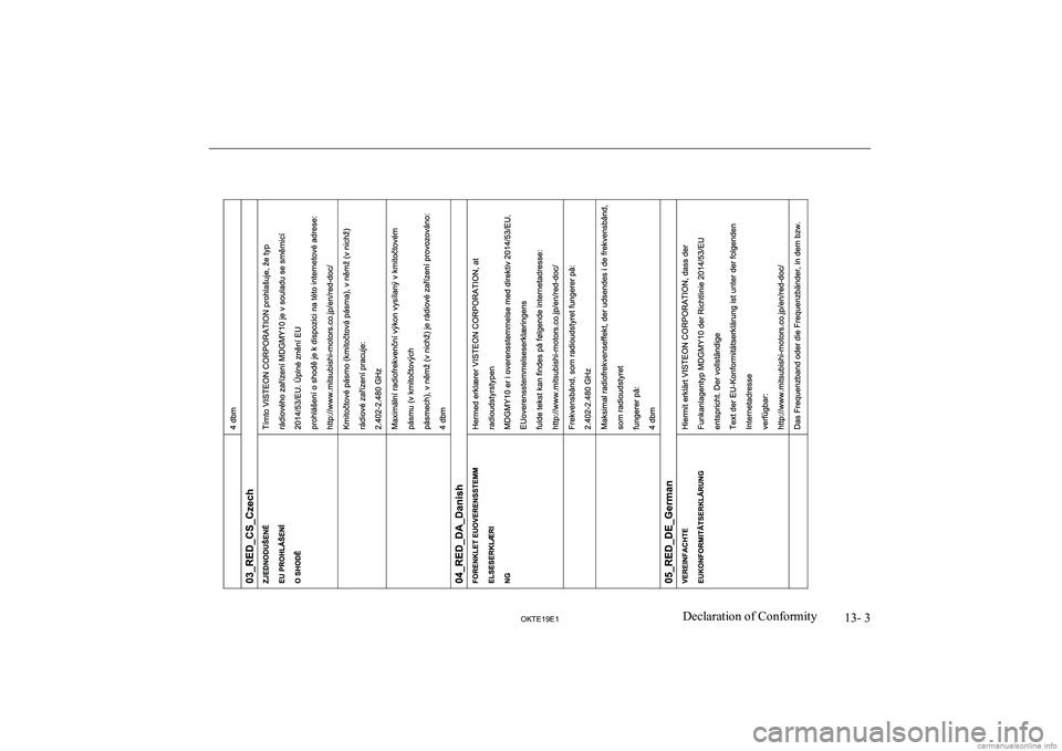 MITSUBISHI L200 2019  Owners Manual (in English) �1�3�-� �3
�2�.�7�(���(��D�e�c�l�a�r�a�t�i�o�n� �o�f� �C�o�n�f�o�r�m�i�t�y  