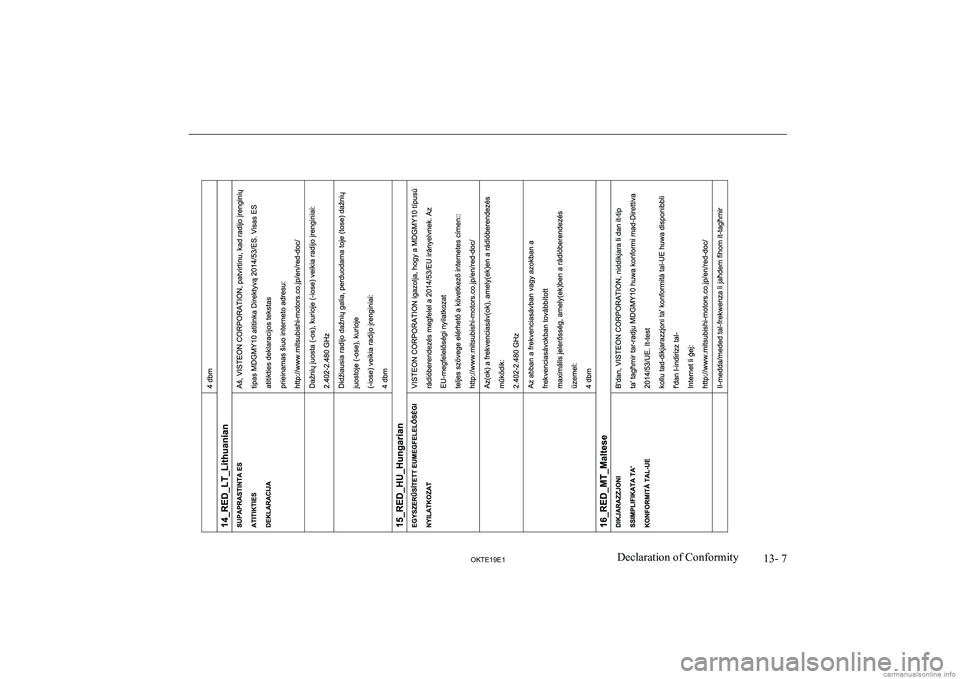 MITSUBISHI L200 2019  Owners Manual (in English) �1�3�-� �7
�2�.�7�(���(��D�e�c�l�a�r�a�t�i�o�n� �o�f� �C�o�n�f�o�r�m�i�t�y  