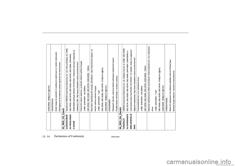 MITSUBISHI L200 2019  Owners Manual (in English) �1�3�-� �1�4�2�.�7�(���(��D�e�c�l�a�r�a�t�i�o�n� �o�f� �C�o�n�f�o�r�m�i�t�y  