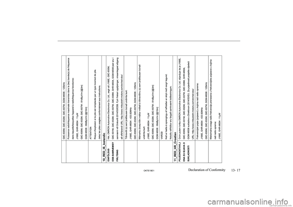 MITSUBISHI L200 2019  Owners Manual (in English) �1�3�-� �1�7
�2�.�7�(���(��D�e�c�l�a�r�a�t�i�o�n� �o�f� �C�o�n�f�o�r�m�i�t�y  