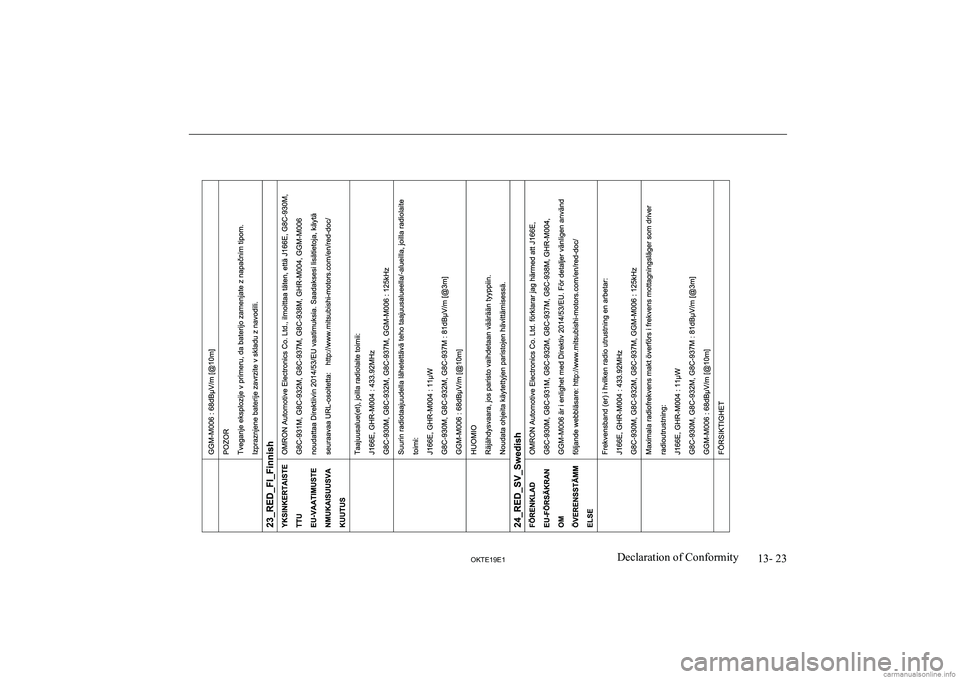 MITSUBISHI L200 2019  Owners Manual (in English) �1�3�-� �2�3
�2�.�7�(���(��D�e�c�l�a�r�a�t�i�o�n� �o�f� �C�o�n�f�o�r�m�i�t�y  