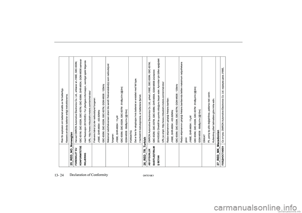 MITSUBISHI L200 2019  Owners Manual (in English) �1�3�-� �2�4�2�.�7�(���(��D�e�c�l�a�r�a�t�i�o�n� �o�f� �C�o�n�f�o�r�m�i�t�y  
