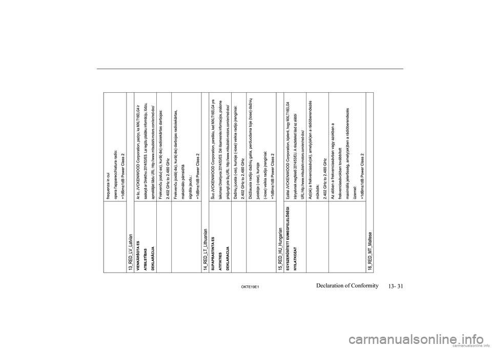 MITSUBISHI L200 2019  Owners Manual (in English) �1�3�-� �3�1
�2�.�7�(���(��D�e�c�l�a�r�a�t�i�o�n� �o�f� �C�o�n�f�o�r�m�i�t�y  