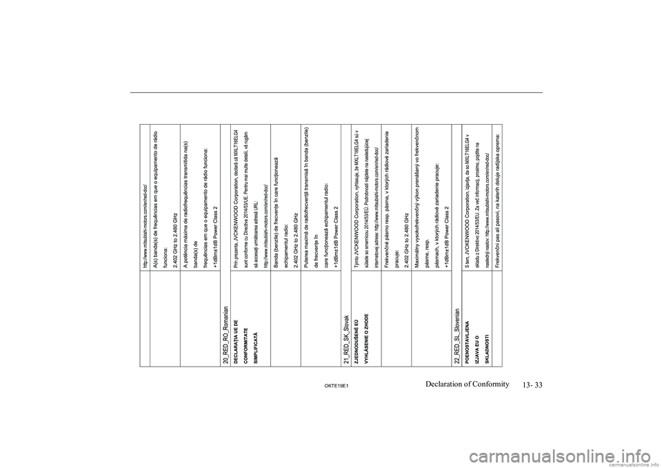MITSUBISHI L200 2019  Owners Manual (in English) �1�3�-� �3�3
�2�.�7�(���(��D�e�c�l�a�r�a�t�i�o�n� �o�f� �C�o�n�f�o�r�m�i�t�y  