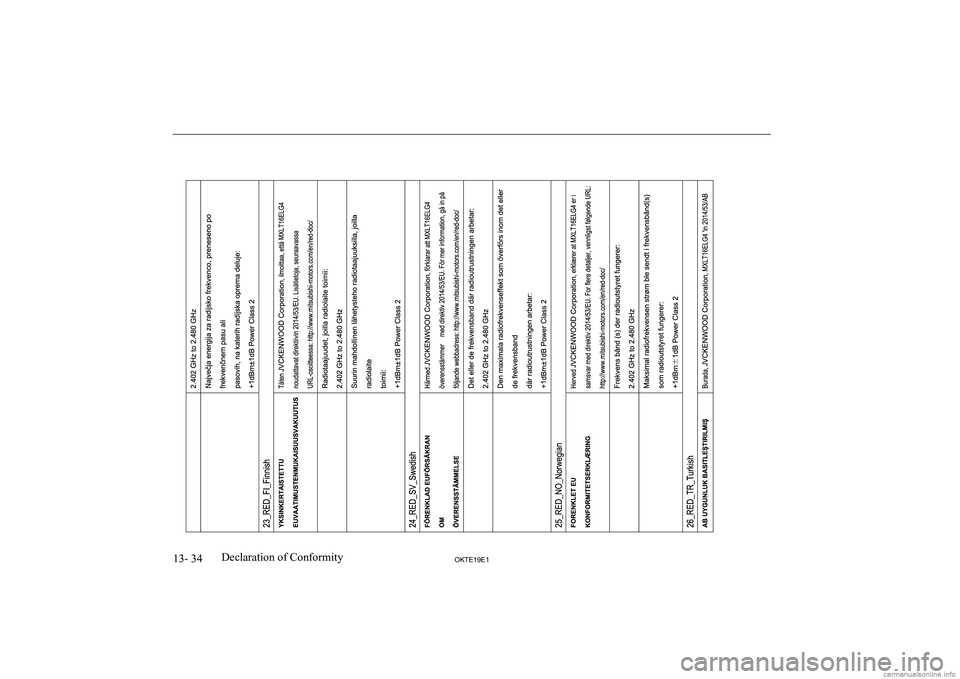 MITSUBISHI L200 2019  Owners Manual (in English) �1�3�-� �3�4�2�.�7�(���(��D�e�c�l�a�r�a�t�i�o�n� �o�f� �C�o�n�f�o�r�m�i�t�y  