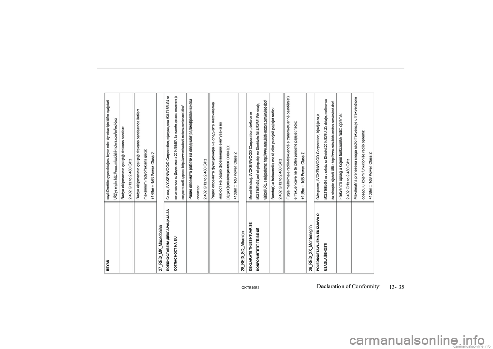 MITSUBISHI L200 2019  Owners Manual (in English) �1�3�-� �3�5
�2�.�7�(���(��D�e�c�l�a�r�a�t�i�o�n� �o�f� �C�o�n�f�o�r�m�i�t�y  