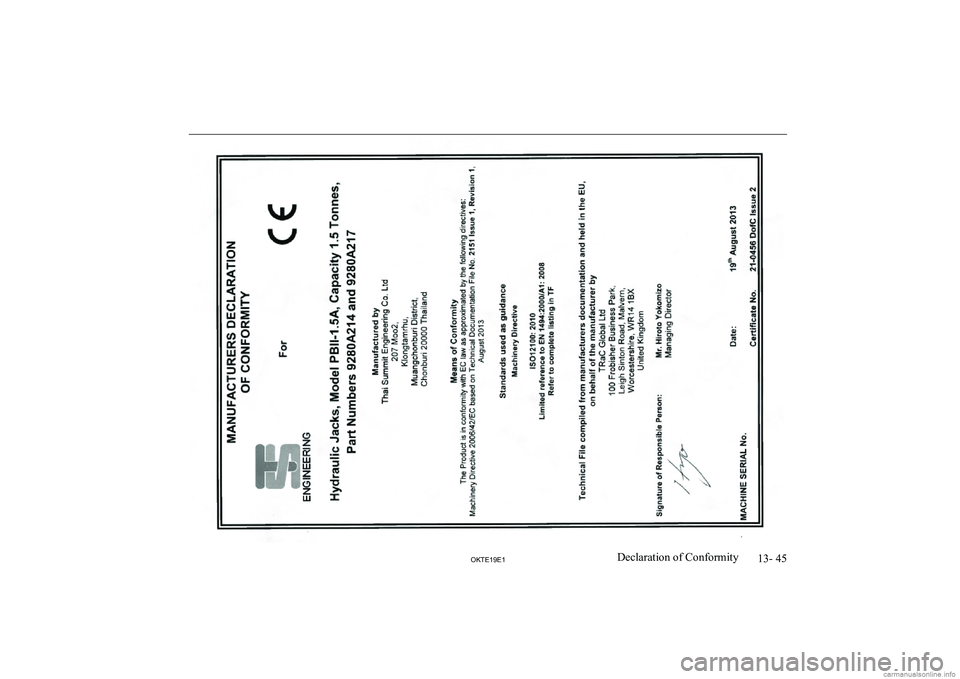 MITSUBISHI L200 2019  Owners Manual (in English) �1�3�-� �4�5
�2�.�7�(���(��D�e�c�l�a�r�a�t�i�o�n� �o�f� �C�o�n�f�o�r�m�i�t�y   