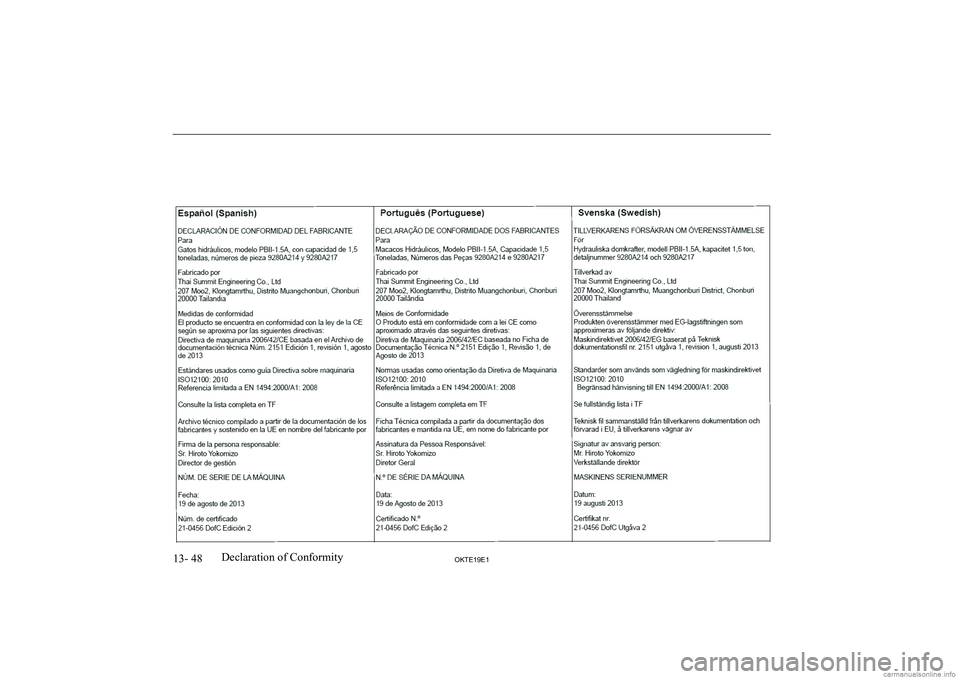 MITSUBISHI L200 2019  Owners Manual (in English) �1�3�-� �4�8�2�.�7�(���(��D�e�c�l�a�r�a�t�i�o�n� �o�f� �C�o�n�f�o�r�m�i�t�y   