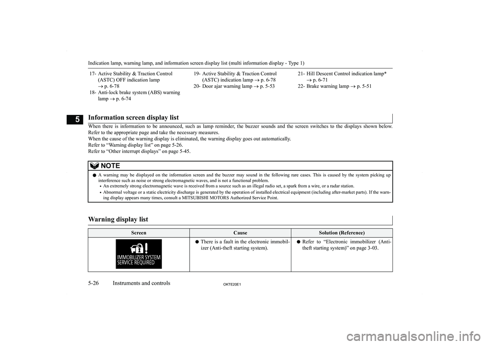 MITSUBISHI L200 2020  Owners Manual (in English) �1�7�- �A�c�t�i�v�e� �S�t�a�b�i�l�i�t�y� �&� �T�r�a�c�t�i�o�n� �C�o�n�t�r�o�l�(�A�S�T�C�)� �O�F�F� �i�n�d�i�c�a�t�i�o�n� �l�a�m�p
�o � �p�.� �6�-�7�8
�1�8�- �A�n�t�i�-�l�o�c�k� �b�r�a�k�e� �s�y�s�t�e�