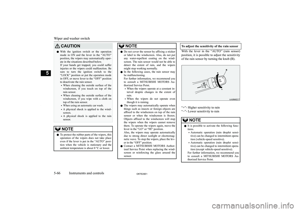 MITSUBISHI L200 2020  Owners Manual (in English) �C�A�U�T�,�O�N�z�W�i�t�h�  �t�h�e�  �i�g�n�i�t�i�o�n�  �s�w�i�t�c�h�  �o�r�  �t�h�e�  �o�p�e�r�a�t�i�o�n
�m�o�d�e�  �i�n�  �O�N�  �a�n�d�  �t�h�e�  �l�e�v�e�r�  �i�n�  �t�h�e�  �“�A�U�T�O�”
�p�o�s