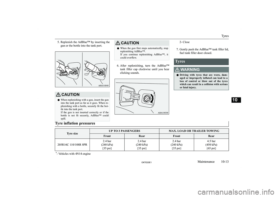 MITSUBISHI L200 2020  Owners Manual (in English) �5�.�R�e�p�l�e�n�i�s�h� �t�h�e�  �A�d�B�l�u�e�