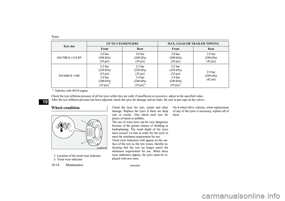 MITSUBISHI L200 2020  Owners Manual (in English) �T�y�r�e� �s�i�z�e�U�P� �T�O� �3� �P�A�S�S�E�N�G�E�R�S�M�A�X�.� �L�O�A�D� �O�R� �T�R�A�I�L�E�R� �T�O�W�I�N�G�F�r�o�n�t�R�e�a�r�F�r�o�n�t�R�e�a�r
�2�4�5�/�7�0�R�1�6� �1�1�1�S� �R�F
�2�.�0� �b�a�r
�(�2�