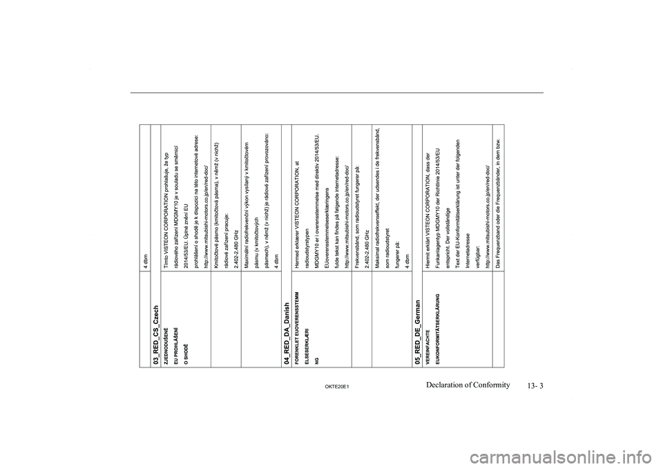 MITSUBISHI L200 2020  Owners Manual (in English) �1�3�-� �3
�2�.�7�(�2�0�(�1�D�e�c�l�a�r�a�t�i�o�n� �o�f� �C�o�n�f�o�r�m�i�t�y  