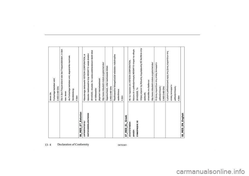 MITSUBISHI L200 2020  Owners Manual (in English) �1�3�-� �4�2�.�7�(�2�0�(�1�D�e�c�l�a�r�a�t�i�o�n� �o�f� �C�o�n�f�o�r�m�i�t�y  