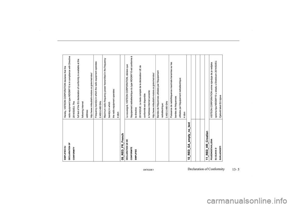 MITSUBISHI L200 2020  Owners Manual (in English) �1�3�-� �5
�2�.�7�(�2�0�(�1�D�e�c�l�a�r�a�t�i�o�n� �o�f� �C�o�n�f�o�r�m�i�t�y  