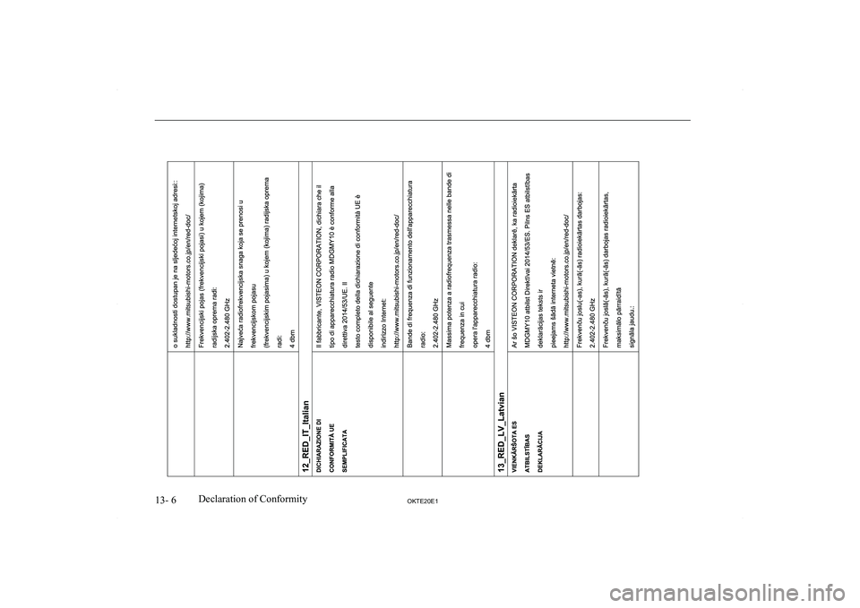 MITSUBISHI L200 2020  Owners Manual (in English) �1�3�-� �6�2�.�7�(�2�0�(�1�D�e�c�l�a�r�a�t�i�o�n� �o�f� �C�o�n�f�o�r�m�i�t�y  