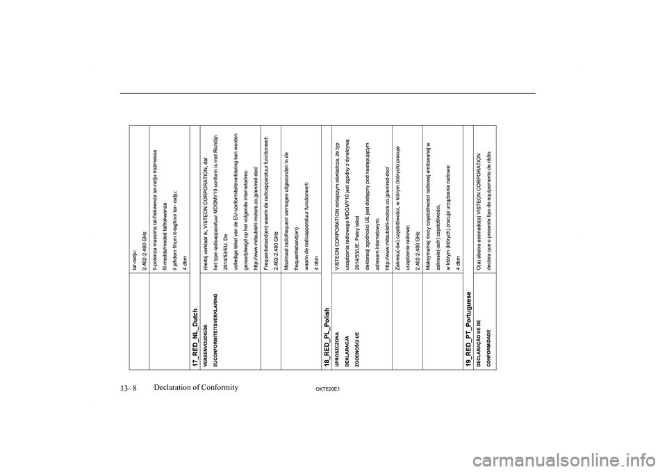 MITSUBISHI L200 2020  Owners Manual (in English) �1�3�-� �8�2�.�7�(�2�0�(�1�D�e�c�l�a�r�a�t�i�o�n� �o�f� �C�o�n�f�o�r�m�i�t�y  