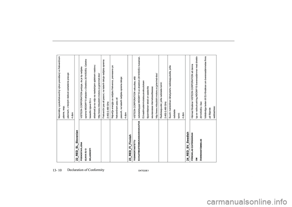MITSUBISHI L200 2020  Owners Manual (in English) �1�3�-� �1�0�2�.�7�(�2�0�(�1�D�e�c�l�a�r�a�t�i�o�n� �o�f� �C�o�n�f�o�r�m�i�t�y  