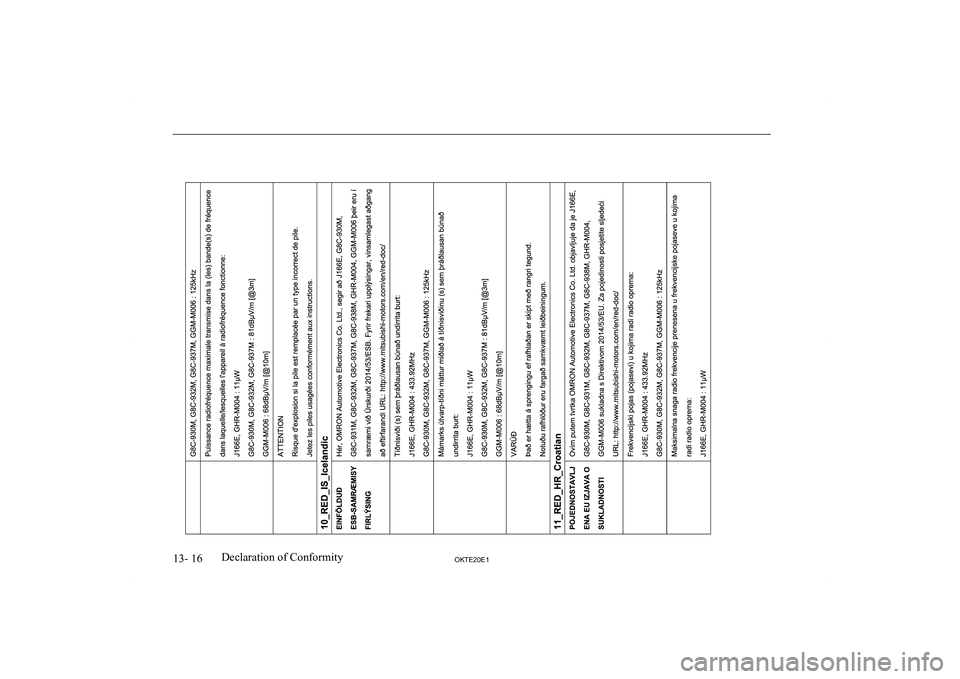 MITSUBISHI L200 2020  Owners Manual (in English) �1�3�-� �1�6�2�.�7�(�2�0�(�1�D�e�c�l�a�r�a�t�i�o�n� �o�f� �C�o�n�f�o�r�m�i�t�y  