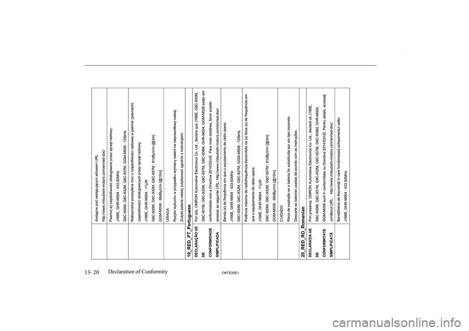 MITSUBISHI L200 2020  Owners Manual (in English) �1�3�-� �2�0�2�.�7�(�2�0�(�1�D�e�c�l�a�r�a�t�i�o�n� �o�f� �C�o�n�f�o�r�m�i�t�y  