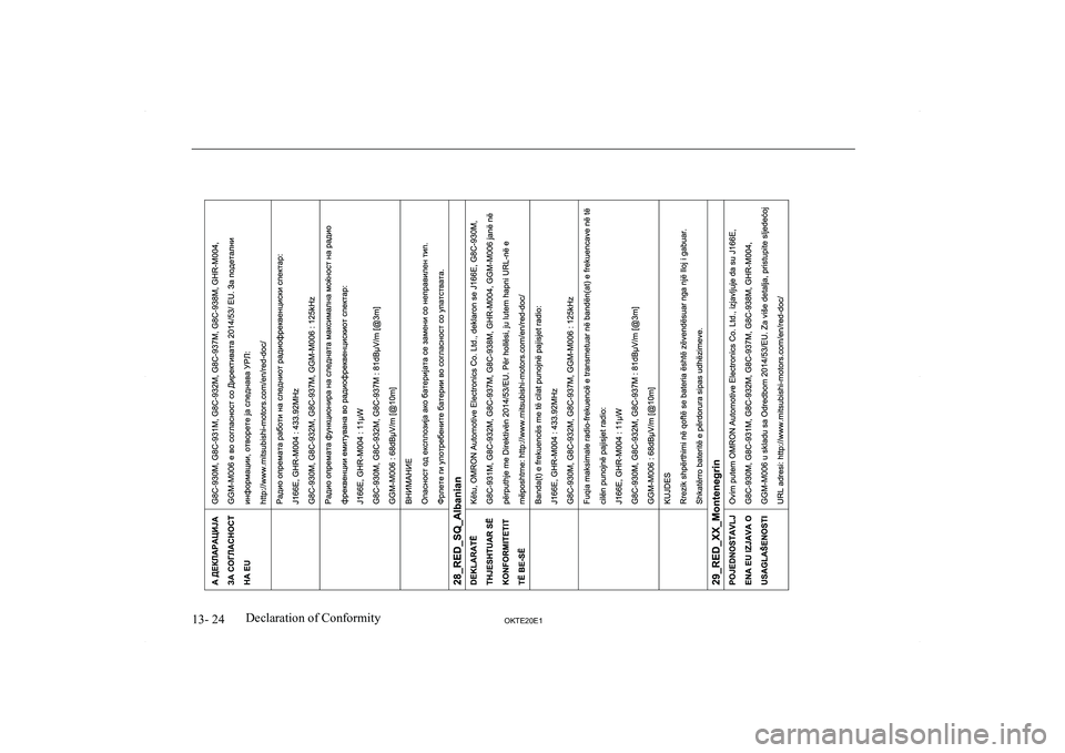 MITSUBISHI L200 2020  Owners Manual (in English) �1�3�-� �2�4�2�.�7�(�2�0�(�1�D�e�c�l�a�r�a�t�i�o�n� �o�f� �C�o�n�f�o�r�m�i�t�y  