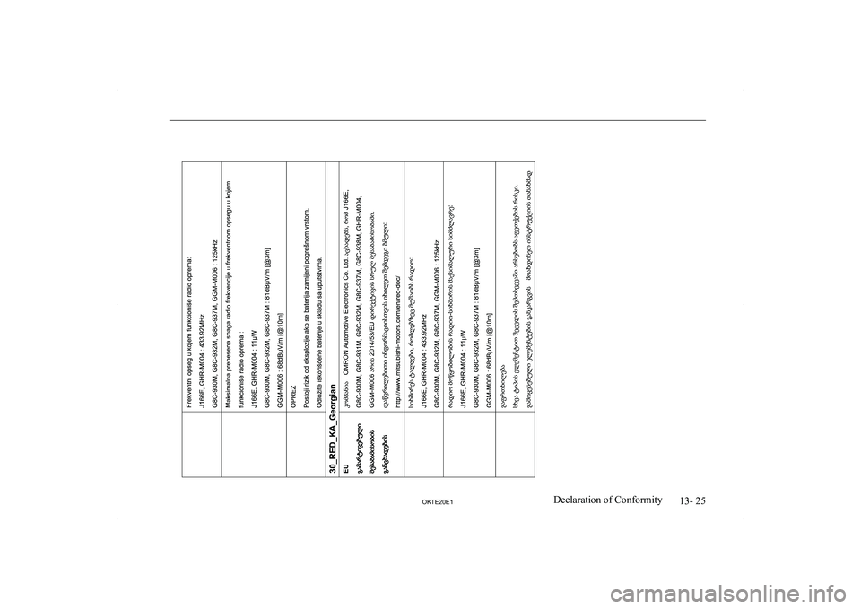 MITSUBISHI L200 2020  Owners Manual (in English) �1�3�-� �2�5
�2�.�7�(�2�0�(�1�D�e�c�l�a�r�a�t�i�o�n� �o�f� �C�o�n�f�o�r�m�i�t�y   