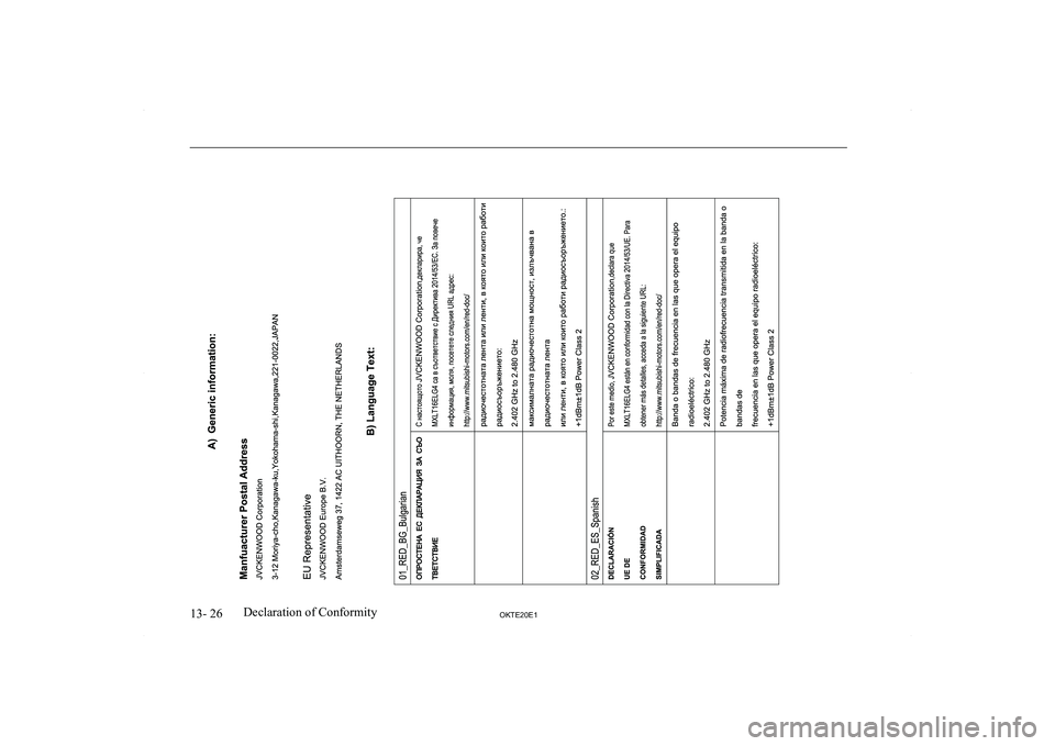 MITSUBISHI L200 2020  Owners Manual (in English) �1�3�-� �2�6�2�.�7�(�2�0�(�1�D�e�c�l�a�r�a�t�i�o�n� �o�f� �C�o�n�f�o�r�m�i�t�y   