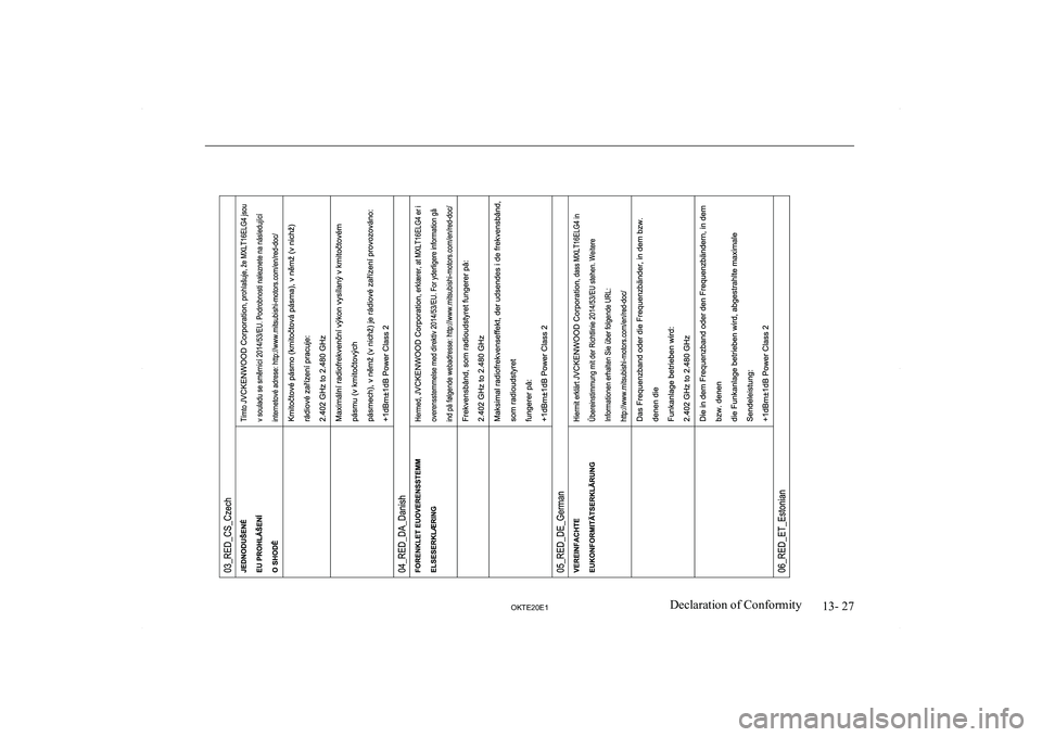 MITSUBISHI L200 2020  Owners Manual (in English) �1�3�-� �2�7
�2�.�7�(�2�0�(�1�D�e�c�l�a�r�a�t�i�o�n� �o�f� �C�o�n�f�o�r�m�i�t�y  