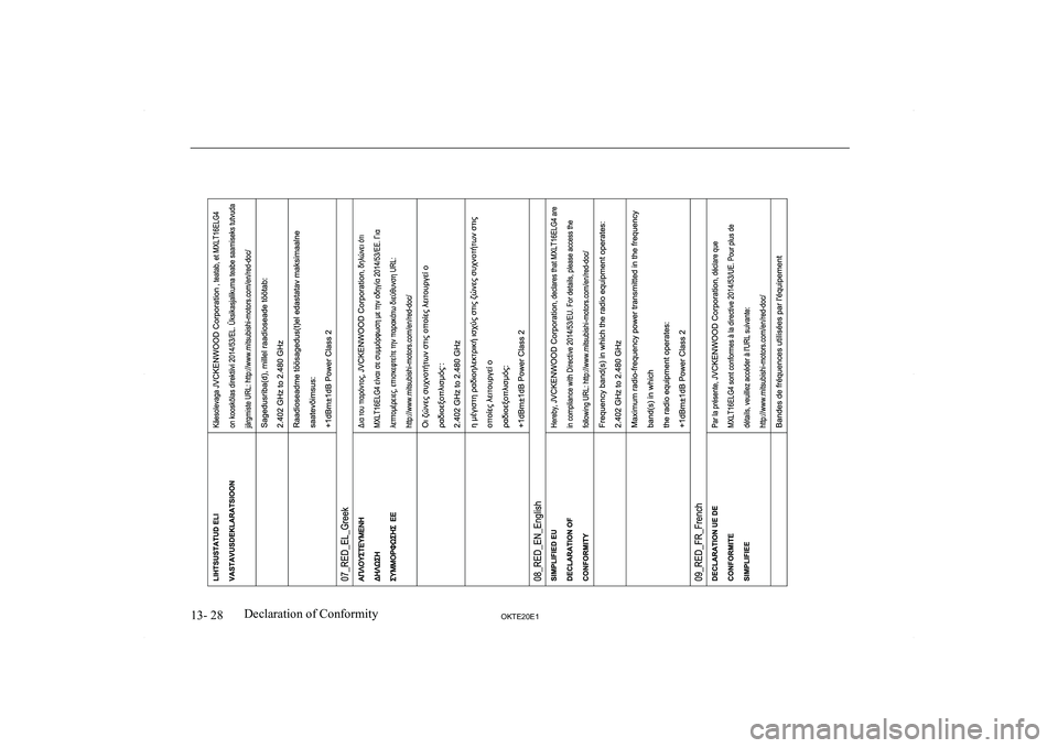MITSUBISHI L200 2020  Owners Manual (in English) �1�3�-� �2�8�2�.�7�(�2�0�(�1�D�e�c�l�a�r�a�t�i�o�n� �o�f� �C�o�n�f�o�r�m�i�t�y  
