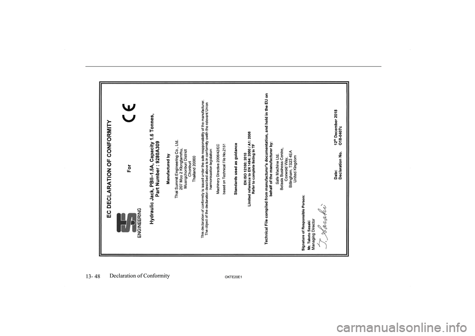 MITSUBISHI L200 2020  Owners Manual (in English) �1�3�-� �4�8�2�.�7�(�2�0�(�1�D�e�c�l�a�r�a�t�i�o�n� �o�f� �C�o�n�f�o�r�m�i�t�y   
