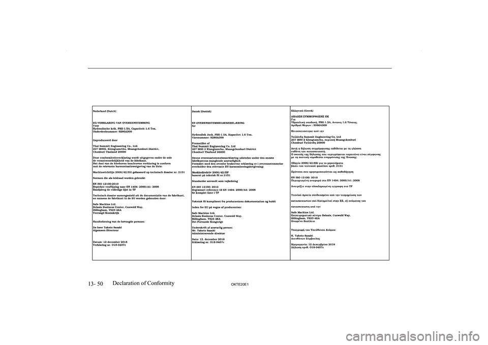 MITSUBISHI L200 2020  Owners Manual (in English) �1�3�-� �5�0�2�.�7�(�2�0�(�1�D�e�c�l�a�r�a�t�i�o�n� �o�f� �C�o�n�f�o�r�m�i�t�y     