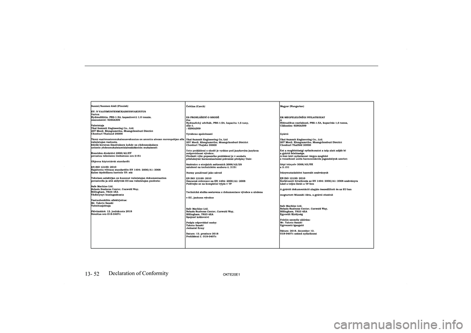 MITSUBISHI L200 2020  Owners Manual (in English) �1�3�-� �5�2�2�.�7�(�2�0�(�1�D�e�c�l�a�r�a�t�i�o�n� �o�f� �C�o�n�f�o�r�m�i�t�y     