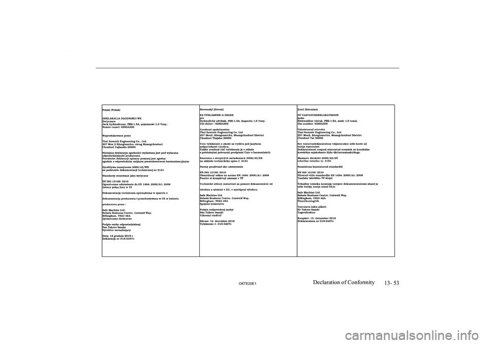 MITSUBISHI L200 2020  Owners Manual (in English) �1�3�-� �5�3
�2�.�7�(�2�0�(�1�D�e�c�l�a�r�a�t�i�o�n� �o�f� �C�o�n�f�o�r�m�i�t�y     