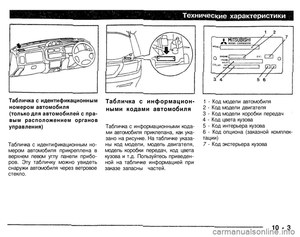 MITSUBISHI PAJERO SPORT 2004 Owners Manual (in English)
1 - Код модели автомобиля
2 - Код модели двигателя
3 - Код модели коробки передач
4 - Код цвета кузова
5 - Код инт MITSUBISHI PAJERO SPORT 2004 Owners Manual (in English)
1 - Код модели автомобиля
2 - Код модели двигателя
3 - Код модели коробки передач
4 - Код цвета кузова
5 - Код инт