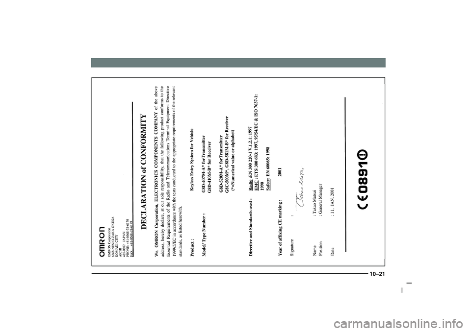 MITSUBISHI SHOGUN 2003 Owners Manual (in English) 10–21 MITSUBISHI SHOGUN 2003 Owners Manual (in English) 10–21